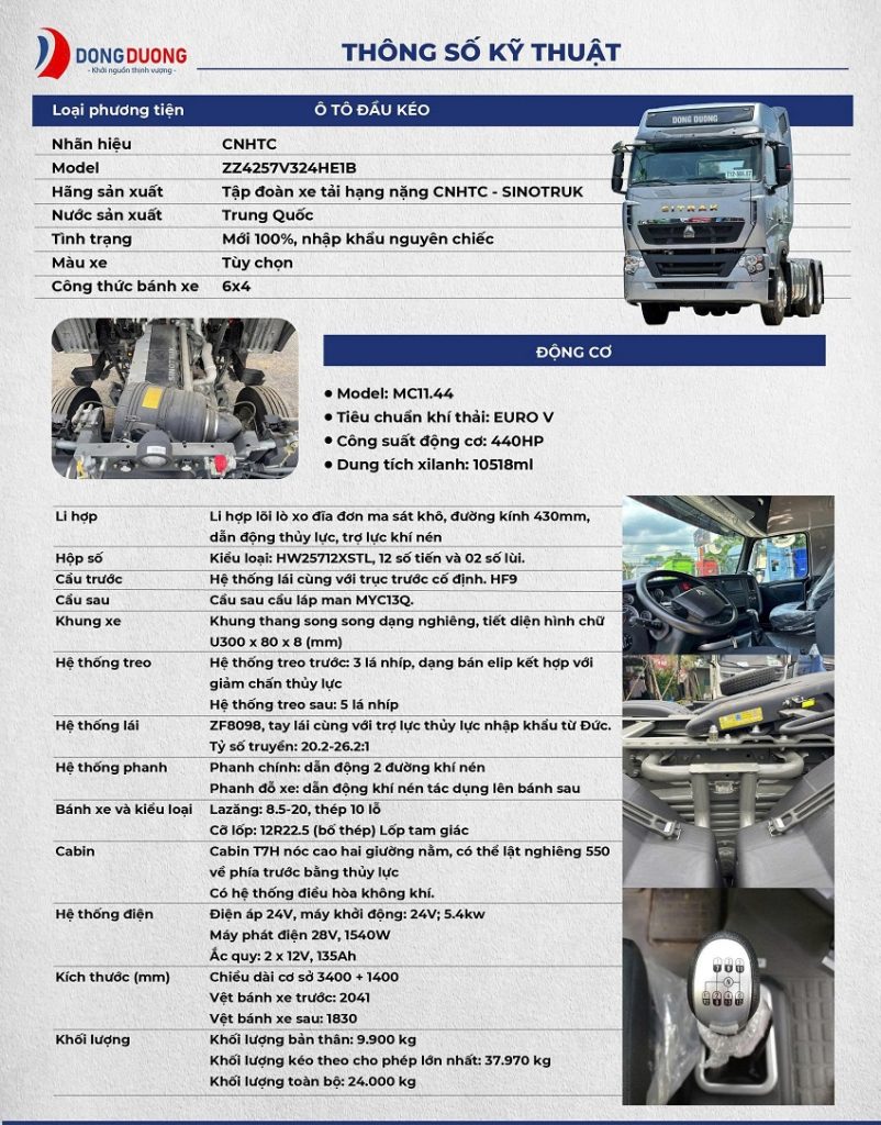 Đầu kéo sitrak 440 cầu láp