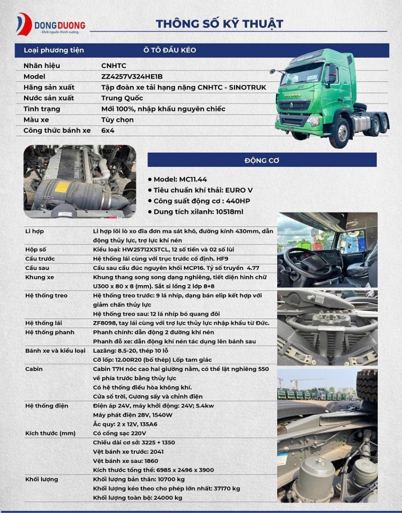 Đầu kéo Sitrak 440 cầu dầu